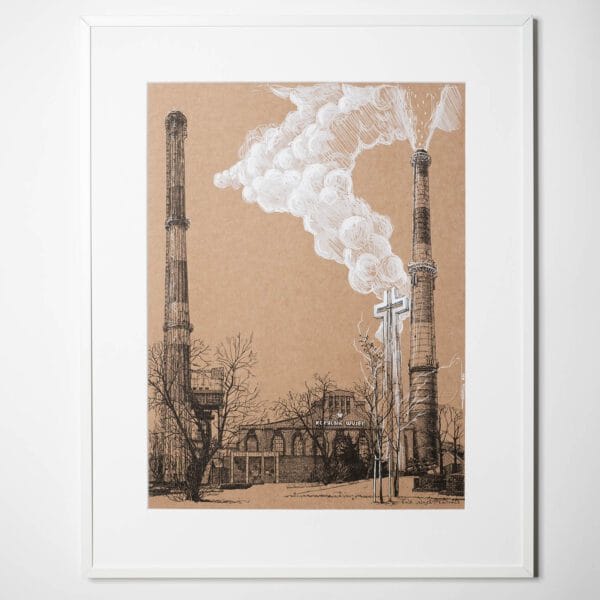 Grafika 'KWK Wujek' - seria: Niebo nad Śląskiem