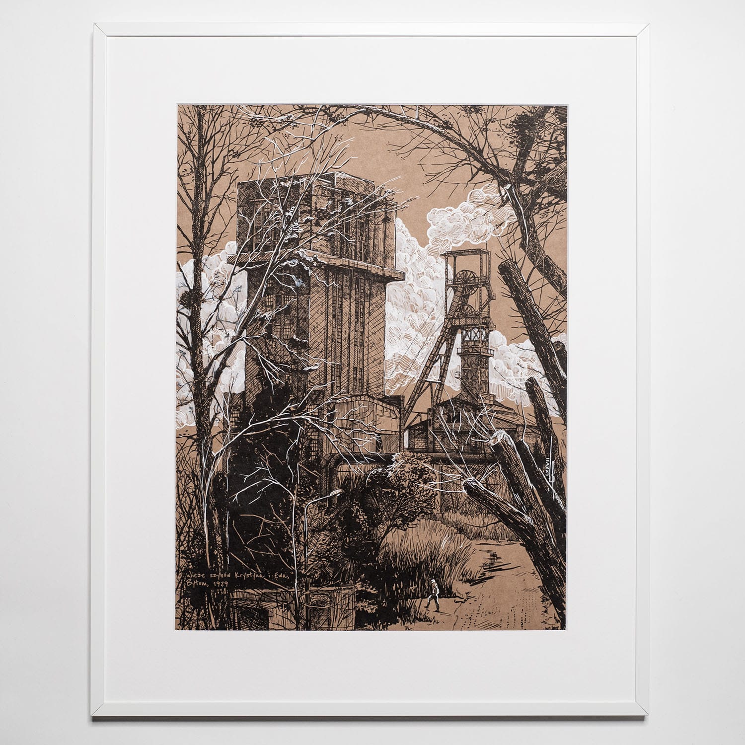 Grafika 'Szyb Krystyna, Bytom' - seria: Niebo nad Śląskiem